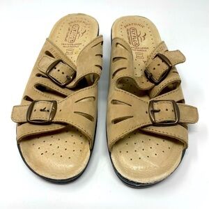 Fly Fox Italian Leather Sandals – Wedge, Anti-Shock, Size 8 – Cream